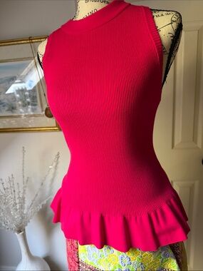 Moschino Pink/Red Sleeveless Peplum Top
